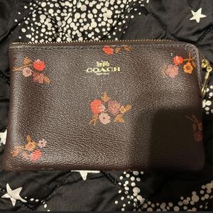 Coach Brown Floral Wristlet
